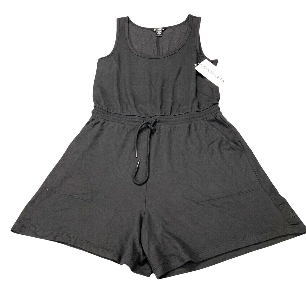 Athleta Balance Sleeveless Romper Black Womens Size Medium MSRP: $79